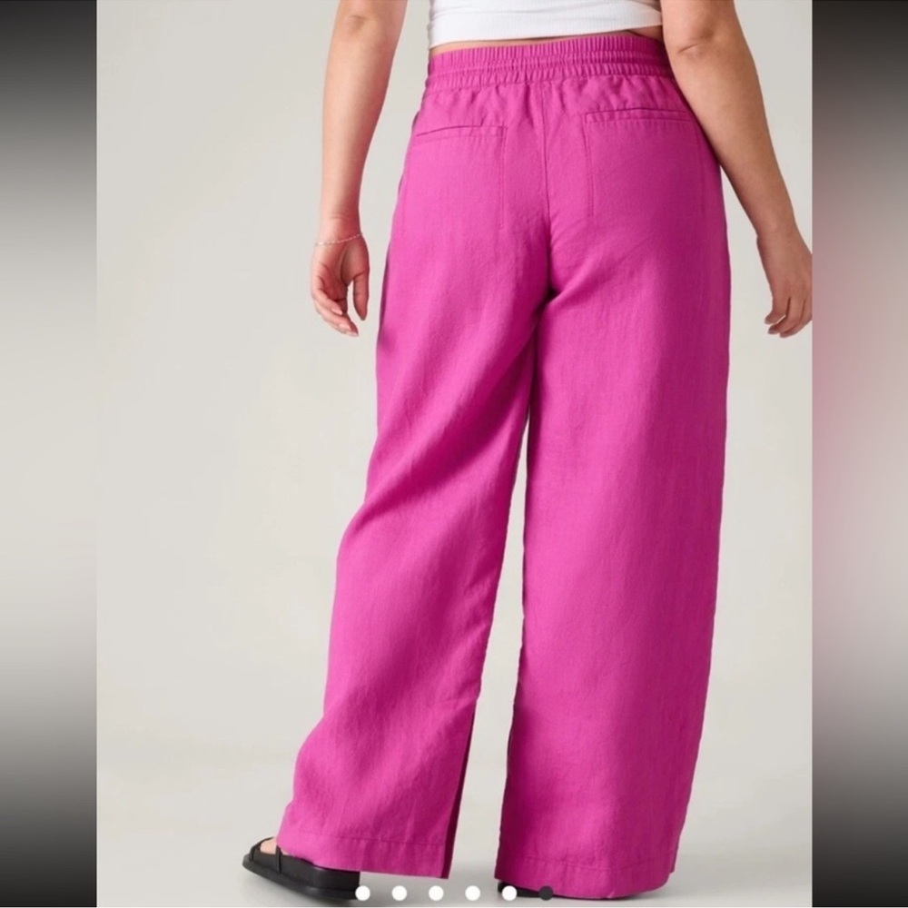 Athleta Retreat Linen Wide Leg Pants in Iceplant Pink size 1X NWT - Picture 5 of 10